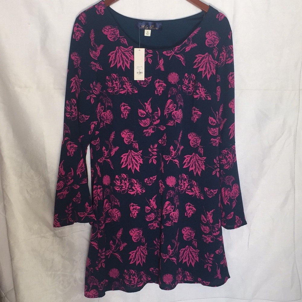 Blue Rain Floral Dress M, NWT